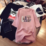 Модная хлопковая летняя одежда для беременных, длинная футболка с коротким рукавом, коллекция 2022, средней длины