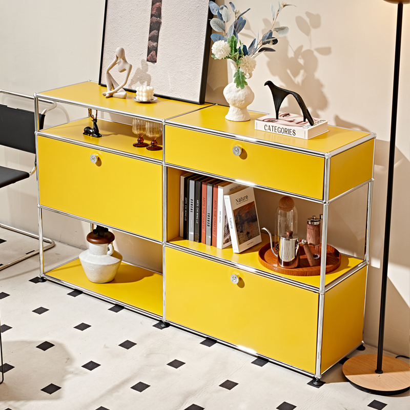 Modern Minimalist Modular Cabinet Stainless Steel Sideboard Living Room Storage Cabinet Entryway Cabinet Home Drawer Cabinet Storage Rack