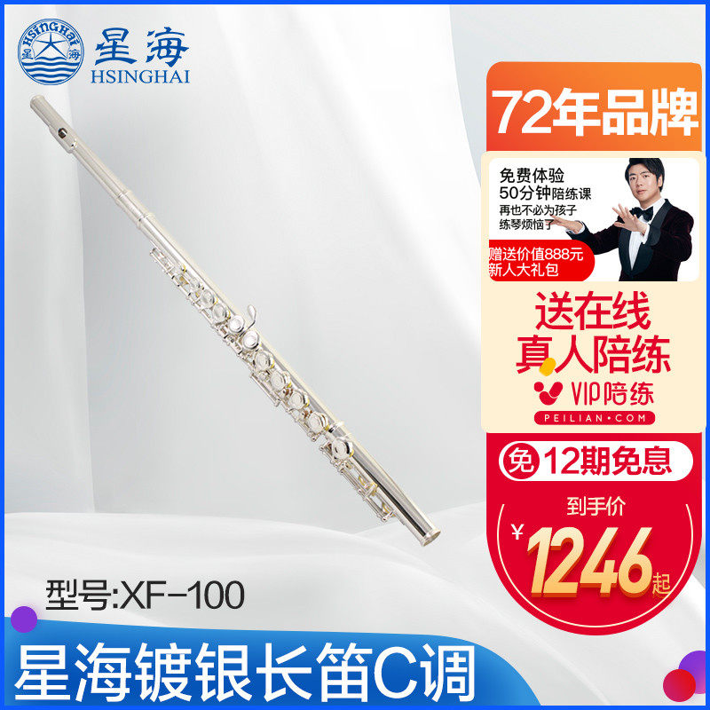Star Sea flute children student silver-plated flute 16-hole C tone with E key XF-100 star Sea Piccolo XP-100C tone