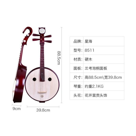 Xinghai Zhongruan 악기 8511 견목 Zhongruan Qin 전문 연주 8512 Rosewood National String Zhongruan Qin