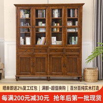 American Bookcase White Wax Wood Minimalist Countryside Bookcase With Glass Door Solid Wood Bookcase Home Bookcase Home Bookcase Floor Display Case