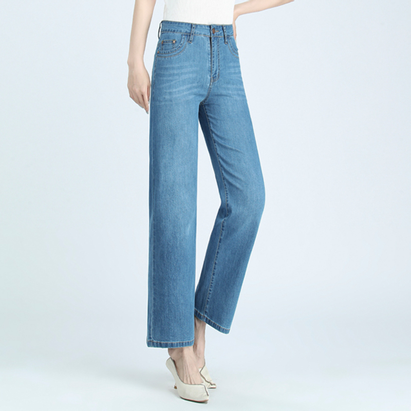 Summer Thin Women's High-Waisted Jeans, Narrow Version, Loose Straight Pants for Small People, Plus Size Middle-Aged Mothers Nine-Point Pants Summer Thin Women's High-Waisted Jeans, Narrow Version, Loose Straight Pants for Small People, Plus Size Middle-Aged Mothers Nine-Point Pants