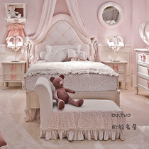 Bow Princess Bed French Solid Wood Bed Girl Pink Childrens Bed Customized 1 35 m European Box Baby Bed