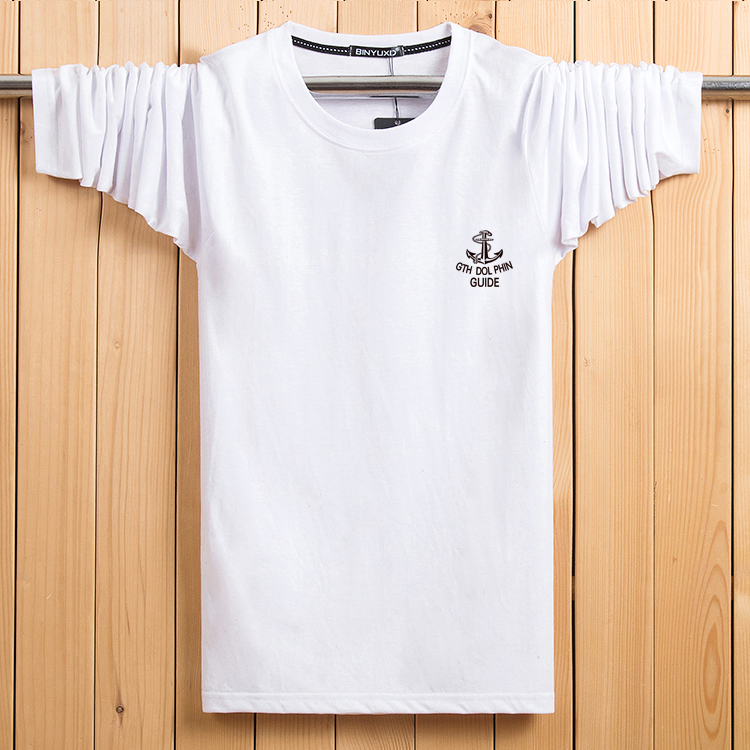 Mùa xuân và mùa thu mới áo thun nam dài tay cộng với phân bón XL cotton tròn cổ áo sơ mi trung niên áo sơ mi rộng rãi quần áo nam quần áo mùa hè nam