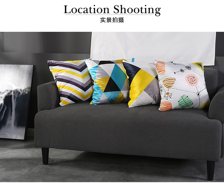 Bắc Âu đứng về phía hình học hiện đại phòng khách nhỏ gọn sofa gối màu vàng xám nhà mô hình phòng với đệm bao gồm lõi - Trở lại đệm / Bolsters gối tựa lưng cao su non