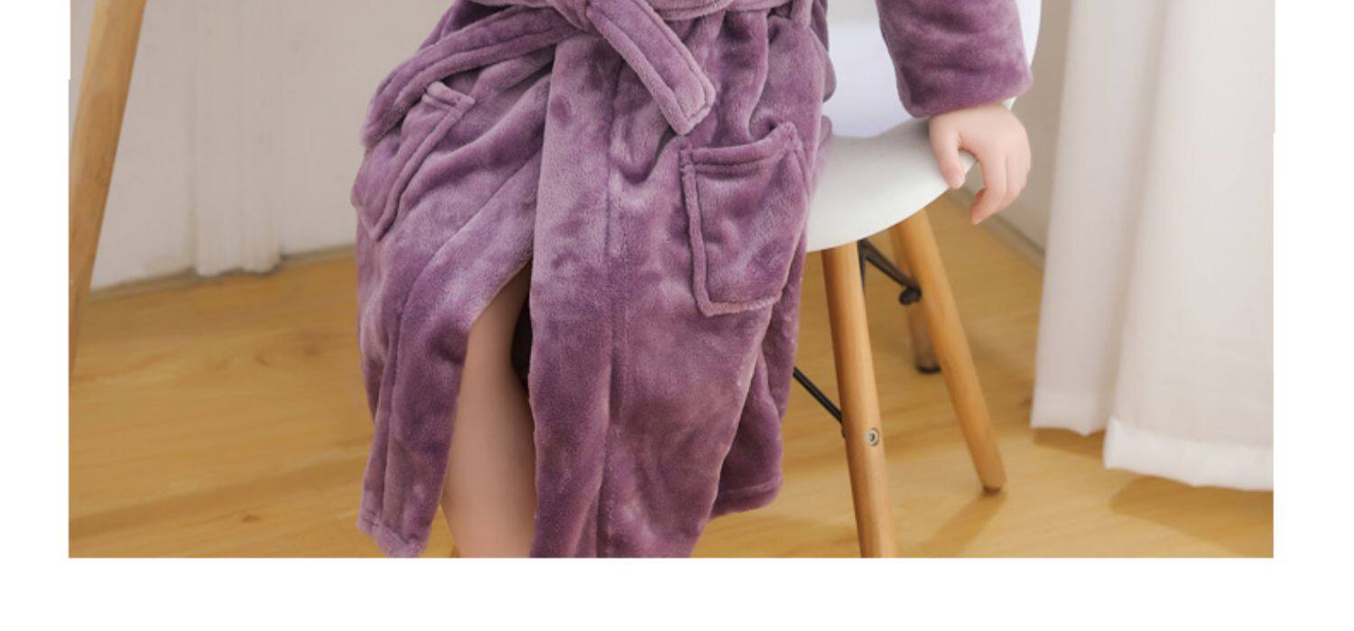 Халаты для детей 童装儿童睡衣连帽春秋男童女童家居服浴袍珊瑚绒宝宝法兰绒睡袍
