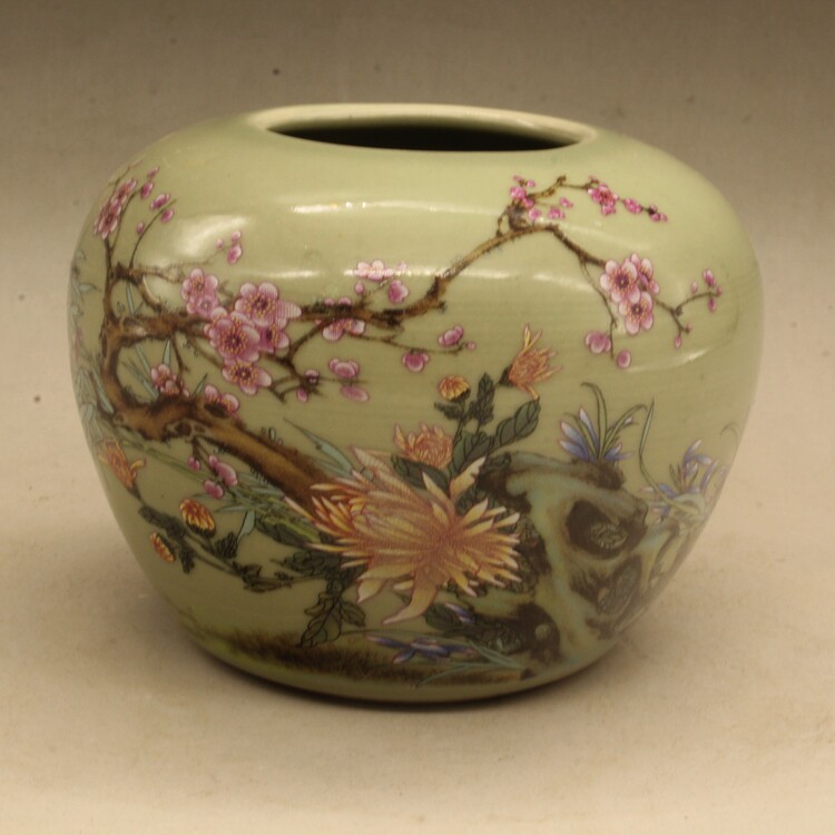 Qing Tongzhi pastel flower pattern small wash antique antique antique porcelain old ornament collection