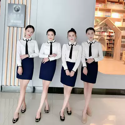 Office suit set hotel front desk gold store jewelry store stewardess uniform female fashion temperament Autumn Work dress dress
