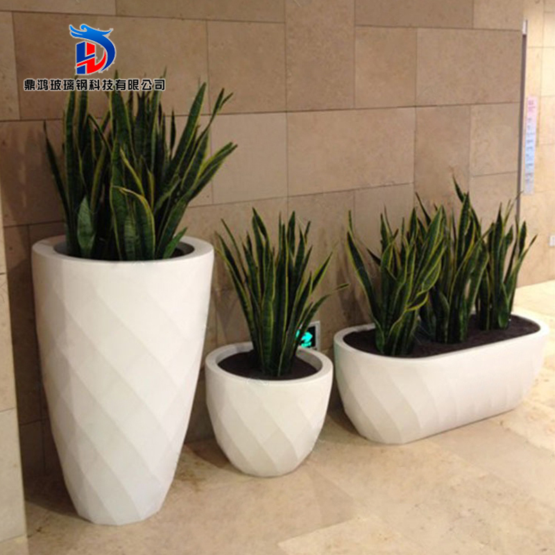 Glass fiber reinforced plastic flower pot flower bowl square green plant shopping mall hotel European decoration ornaments special-shaped floor-to-ceiling large vase
