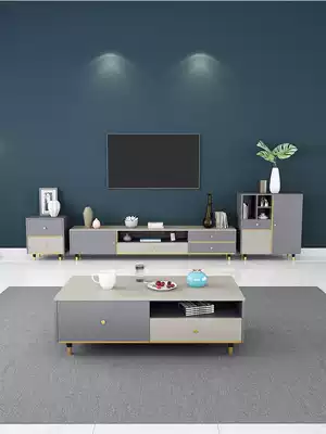 Coffee table TV cabinet combination Simple modern light luxury set Small apartment complete floor cabinet TV cabinet background wall wall cabinet