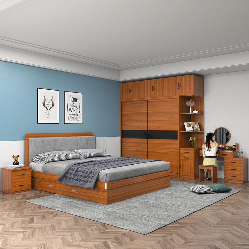 Bedroom furniture combination set suite master bedroom furniture modern simple double bed wardrobe dressing table wedding room master bedroom
