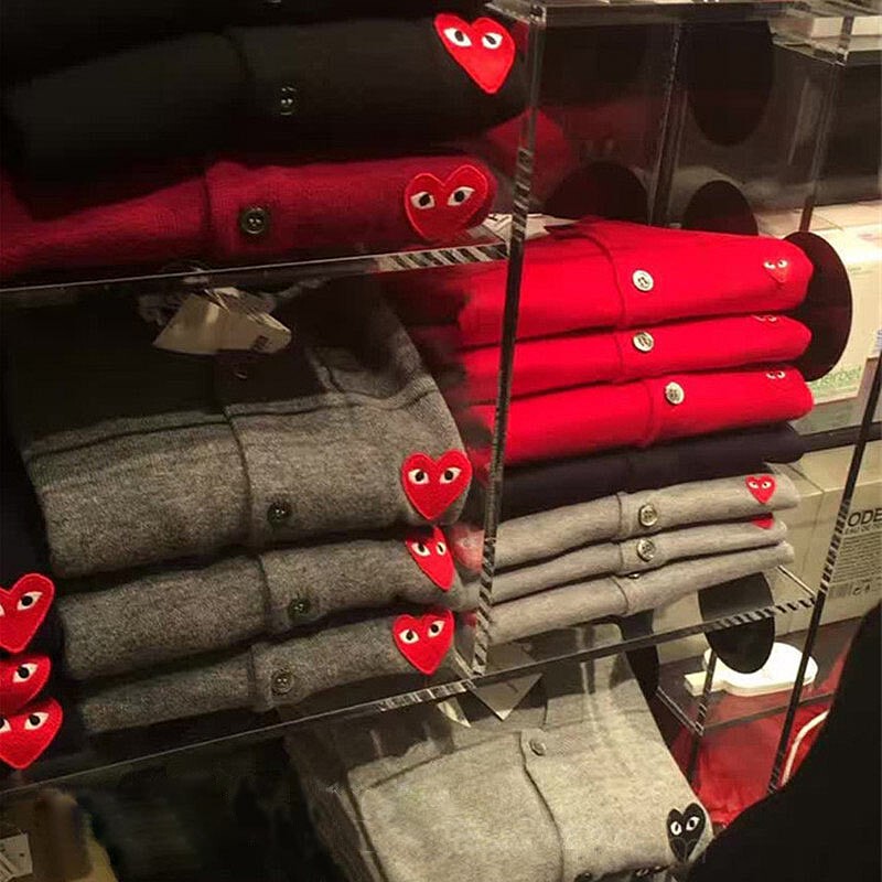 Japanese-Style Heart Sweater Cardigan for Men, Women, and Children, Parent-Child Knitwear, Solid Color Wool Sweater, Short Couple's Jacket