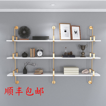 Wall Shelf Nordic Golden Iron Art Multilayer Hairdresden Beauty Salon WORD DIVISION CREATIVE WALL-MOUNTED BOOKSHELVES