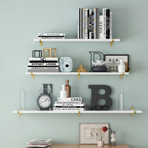 Hanging Wall Shelf Bearing Gravity Strong Gold Iron Art Lined Wall Kitchen Racks Wall-mounted Bookshelves Free Of Punch