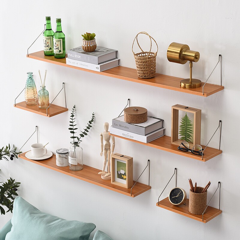 Punch-free wall shelve bedroom Decorative Hanging Wall Living-room TV Wall Wall-mounted Bookshelf Wall Lined