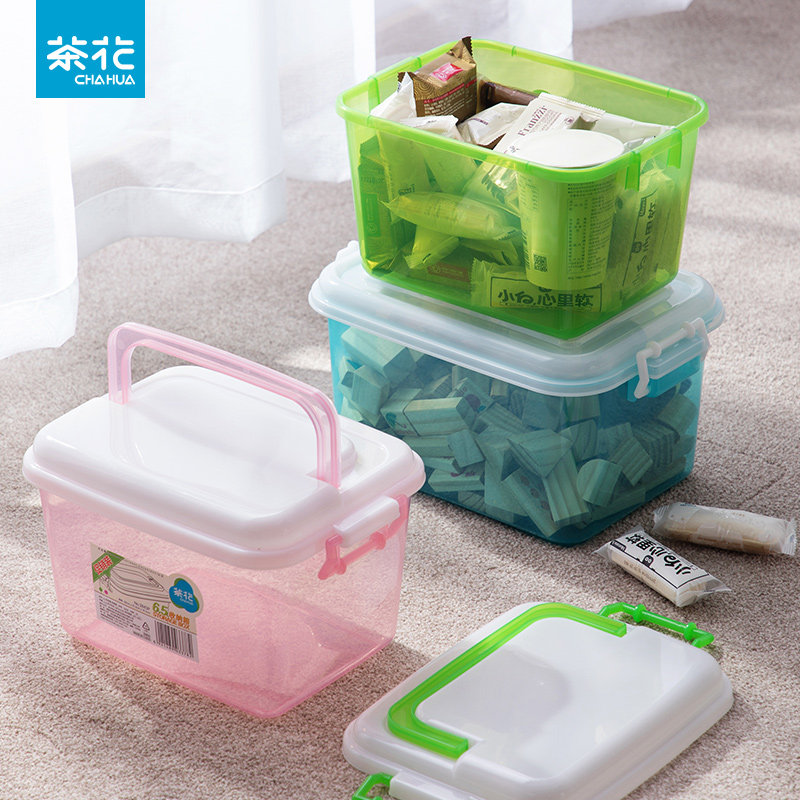 Camellia plastic storage box desktop cosmetics finishing box with cover rectangular small box suitcase box