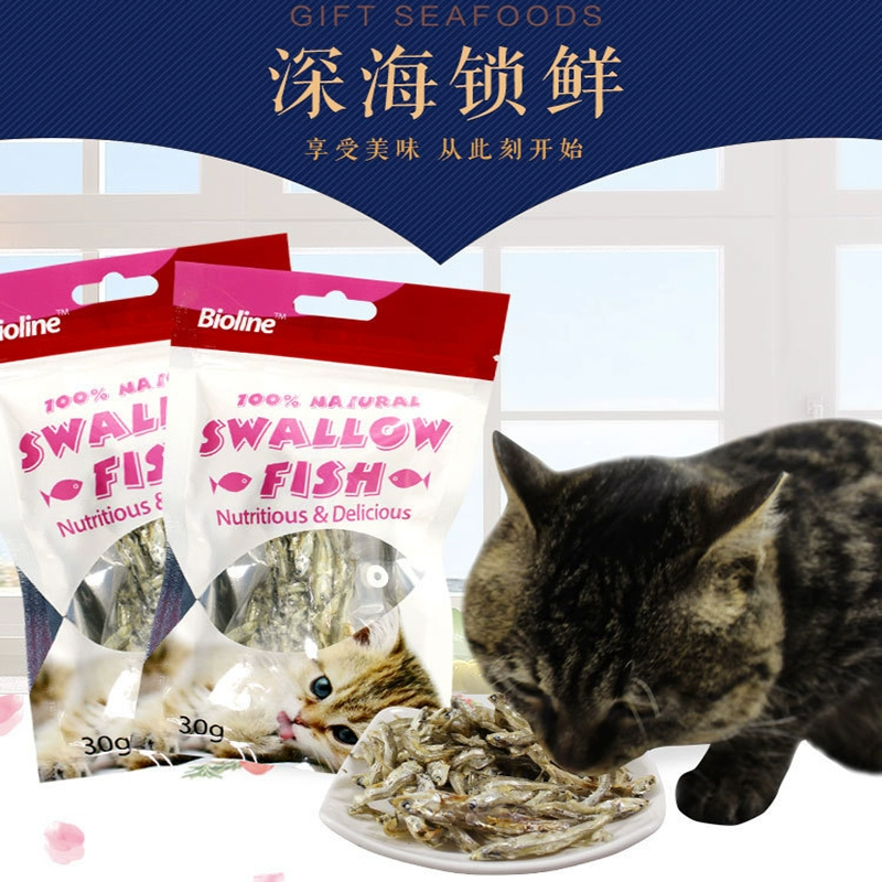 Bioline mèo ăn vặt cá nhỏ khô tươi nhẹ hương vị muối thấp cá nhỏ mèo trẻ mol mol mèo thức ăn dinh dưỡng 30g - Đồ ăn nhẹ cho mèo