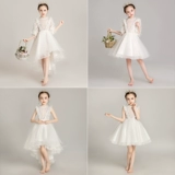 Белое платье девочки цветочницы, наряд маленькой принцессы, летний наряд для музыкальных выступлений, подарок на день рождения