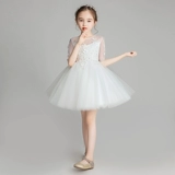 Наряд маленькой принцессы, платье девочки цветочницы, вечернее платье, детский наряд для музыкальных выступлений, подарок на день рождения, из фатина, белая одежда