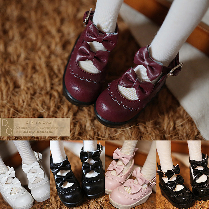 DO spot bjd3 points baby shoes sd10 female 13 retro double bow lace dress shoes dragon soul three points as62
