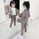 Girls spring and autumn suit suit 2023 new big boy Korean version plaid small suit little girl foreign style two-piece suit