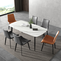 Italian minimalist rock board table Nordic modern simple small family dining table and chair square long marble dining table