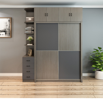 Push Ramen Wardrobe Nordic Minimalist Modern Economy Type Assembly Wood Cupboards Bedroom 2 Doors Sliding Door Overall