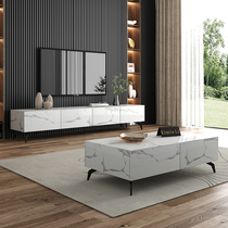 Rock board coffee table TV cabinet combination Gray set simple modern small apartment retractable light luxury TV floor cabinet