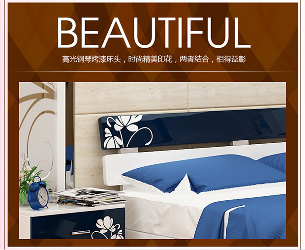 Phòng ngủ Suite Nội thất kết hợp Bộ bàn ghế Master Tủ quần áo Tủ quần áo đơn giản hiện đại Sơn sáu bộ giường ngủ thông minh hiện đại