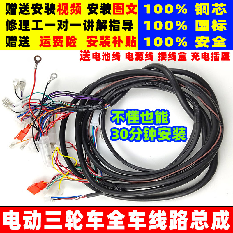 Electric tricycle Taiyu line copper core line whole vehicle line of national standard 6 square wire harness assembly express vehicle