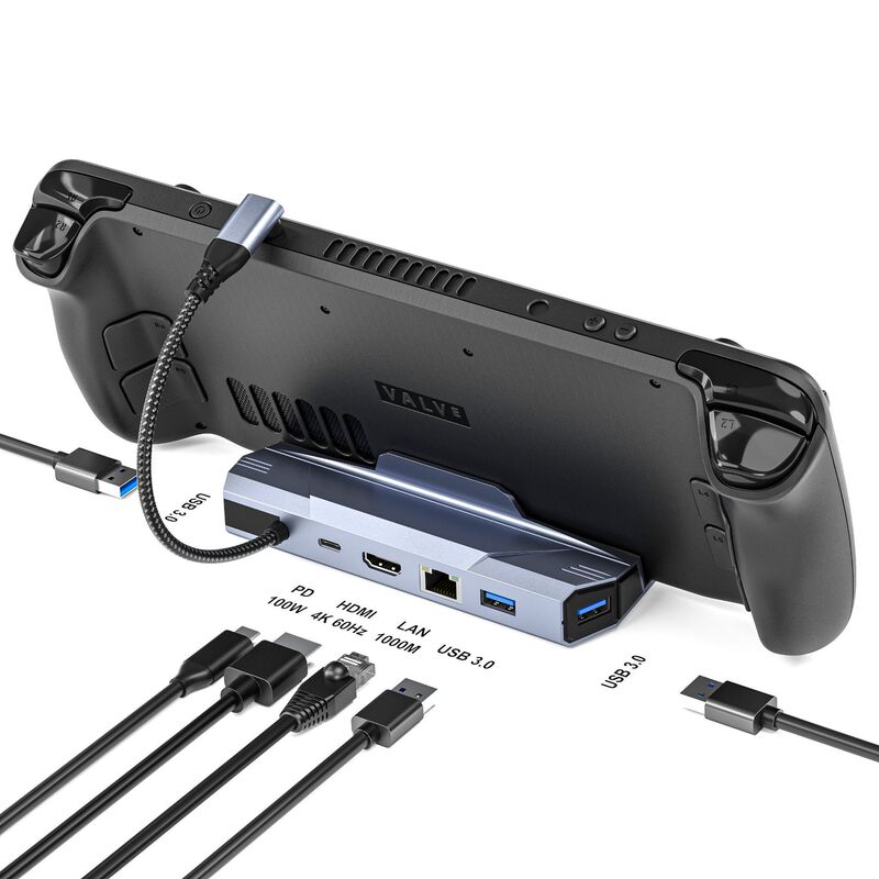 Type-C Docking Station Steam Deck Game Console Base Stand Switch Handheld Gigabit 6-in-1 Docking Station 4K