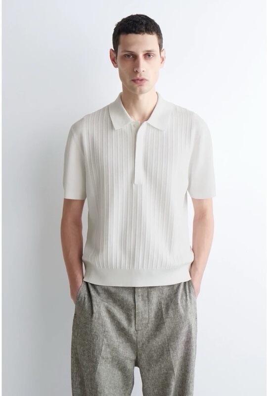 C*S Men's Casual Cotton Knit Polo Shirt White 2026 Spring New Product 1319177001