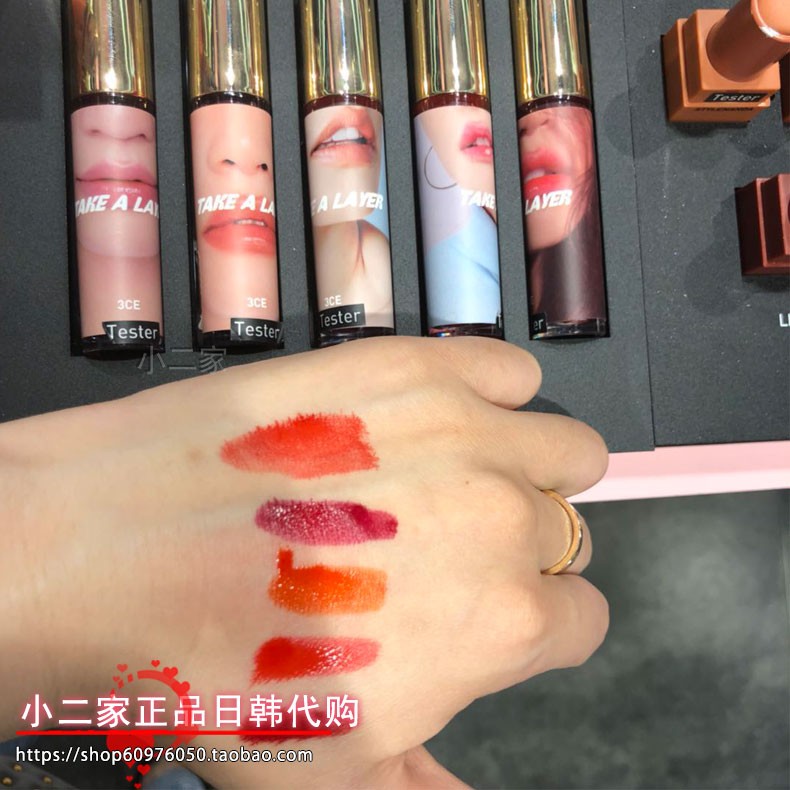 Authentic Hàn Quốc 3CE TAY A LAYER 18 năm mới son môi dạng lỏng son bóng son bóng hera	