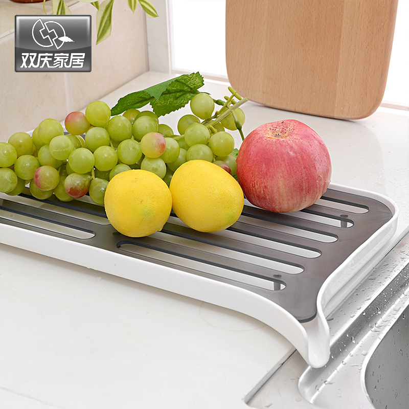 Double-layer arc asphalt mouth kitchen countertop sink dish fruit and vegetable asphalt plate shelves jittery kitchen artifacts