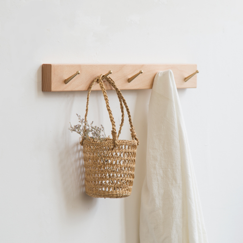 Nordic Brass Solid Wood hook Kitchen door behind the door of the door of the porch-free hanging hanging wall of the wall of the cloak hook