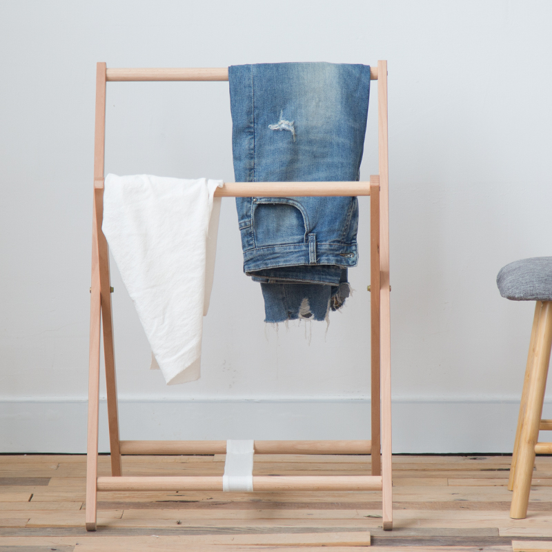 Solid wood floor small clothes hat rack overnight clothes containing layer rack folding trousers bedside bedroom bedside clothes rack clothes rack