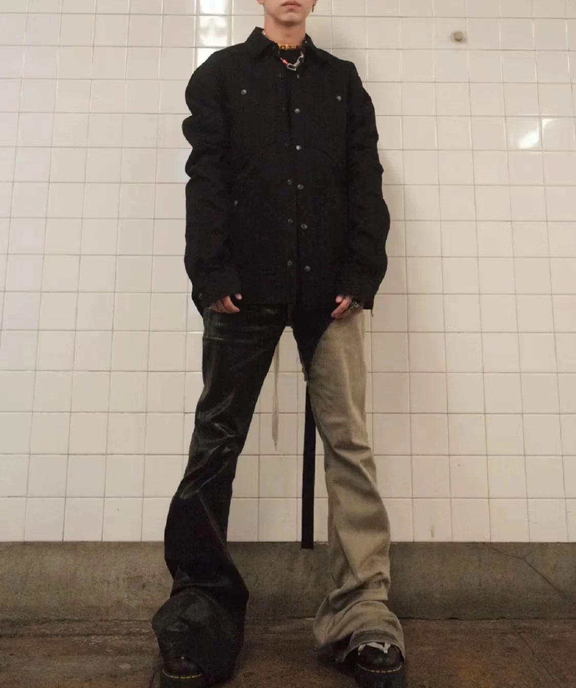 [Rick Owens черный куртка брюки с четырьмя карманами бюсгалтер DL02B1799 HBLKJP 09]
