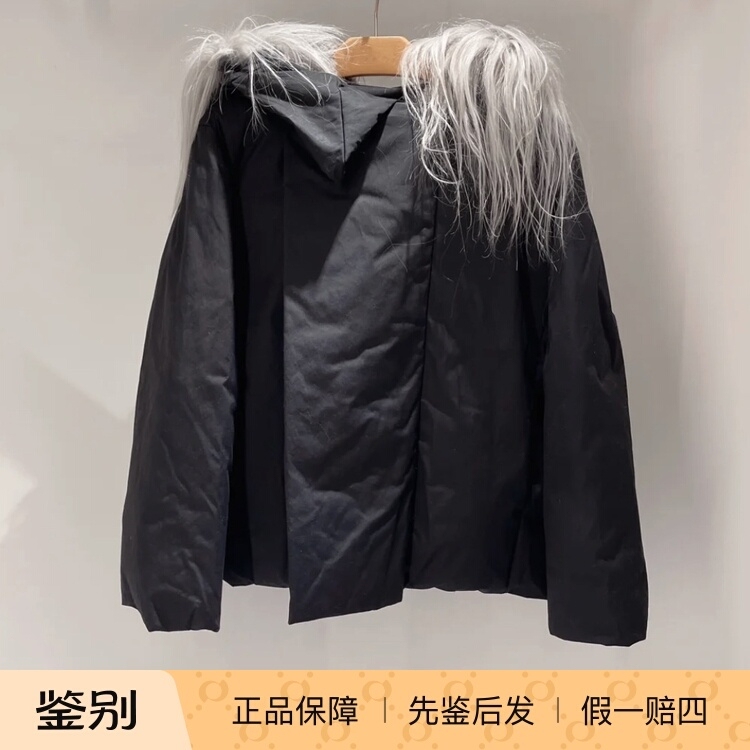 Rick Owens Women's Black Zipper Hooded Fur Parka down Jacket Rp02B6766 Rick Owens Women's Black Zipper Hooded Fur Parka down Jacket Rp02B6766