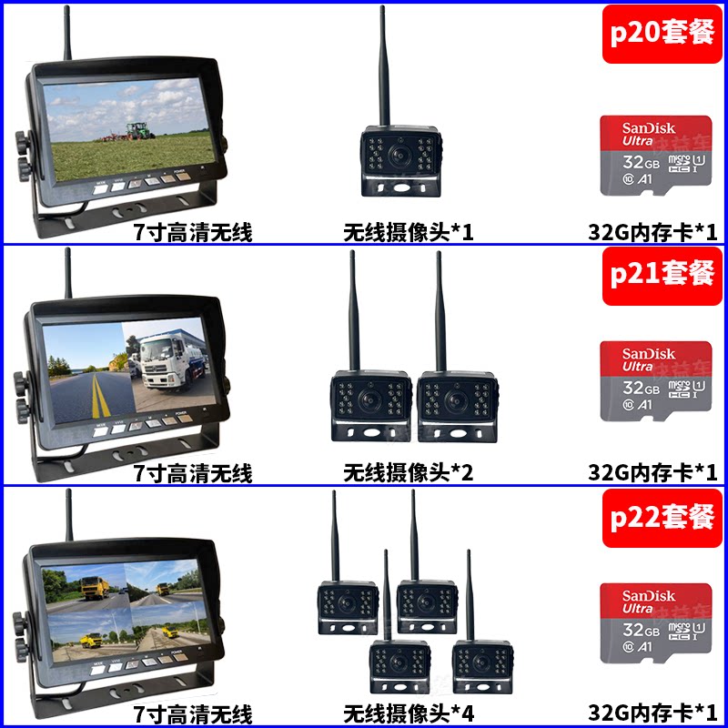 7 inch 9 inch 10.1 inch HD wireless reversing Image semi-trailer truck excavator reversing camera 12V24