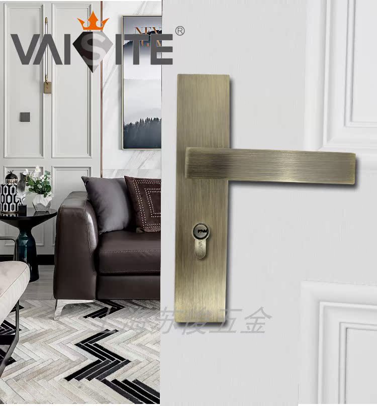 West new Chinese solid wood door lock Indoor silent bedroom door lock Universal simple door handle household lock