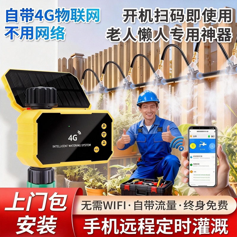 4g Timed Watering Device, Remote Mobile Phone Automatic Flower Watering, Smart Irrigation and Spraying System, Same-City Door-To-Door Service