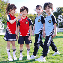 Kindergarten Garden Suit Summer Clothing Inglém Wind Elementary School Uniforms School Uniforms School Style School Wind and Men and Women Short sleeves Long Pants Sportswear