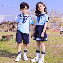 Kindergarten Garden Clothing Summer Clothing Group Graduation Photos Summer Elementary School Children Class Children Class Navy Wind School Uniforms Short Sleeve Suit