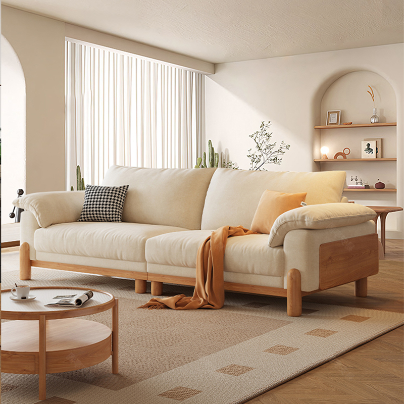 2025 New Model Solid Wood Sofa, Foshan Factory, Cotton and Linen Cream Style, Straight Row, Scratch-Resistant for Cats, Small Apartment Living Room Model 2025 New Model Solid Wood Sofa, Foshan Factory, Cotton and Linen Cream Style, Straight Row, Scratch-Resistant for Cats, Small Apartment Living Room Model
