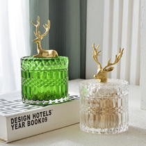 Toothpick box home personality creative Nordic ins light luxury fashion glass copper cotton sign box storage with large capacity