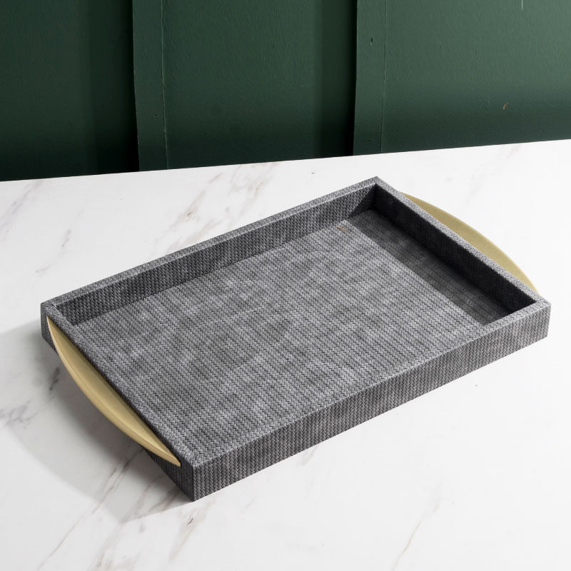 Leather Care Tray Rectangular Xuanguan Tea table Desktop Debris Containing Pan Nordic Light Lavish High-end Tea Water Cup Tray