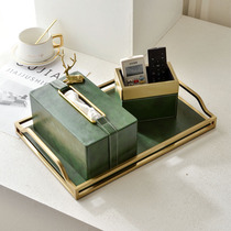 Light luxury Nordic ins Wind table tissue box leather household napkin box box ashtray set three-piece set