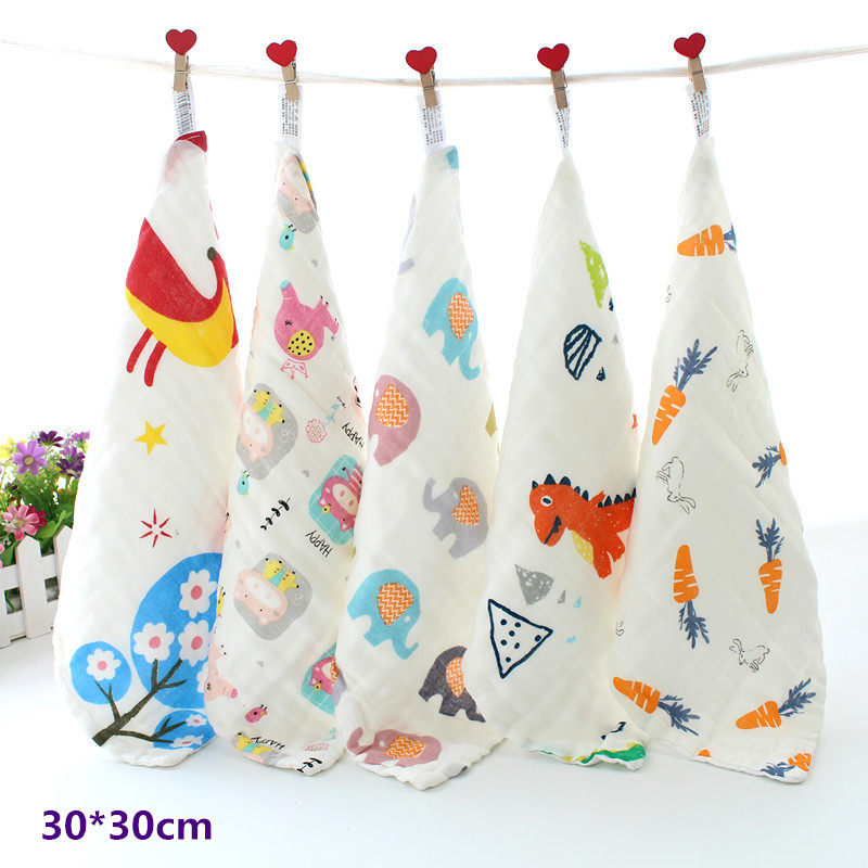 Baby gauze Saliva Towel Baby Pure Cotton Small Square Towel Towels Newborn Bath Wash Face Towels Soft Handkerchief