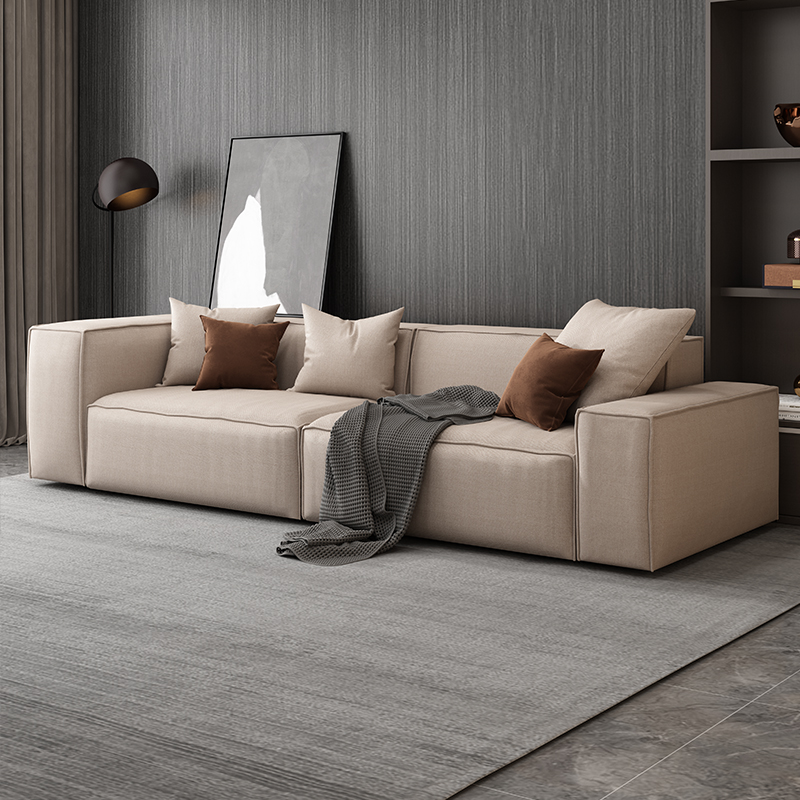 Nordic Block Living Room Latex Fabric Sofa Combined Willpower minimalist tech cloth Straight row Three-to-four module sofas
