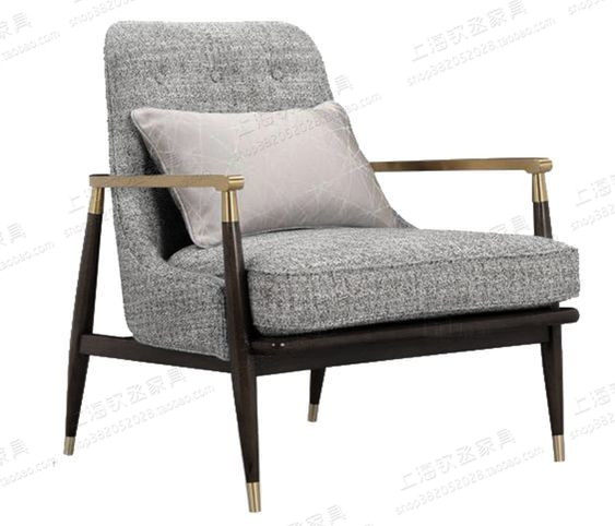 American solid wood single leisure sofa chair modern Nordic light luxury living room reception chair model house sales negotiation chair